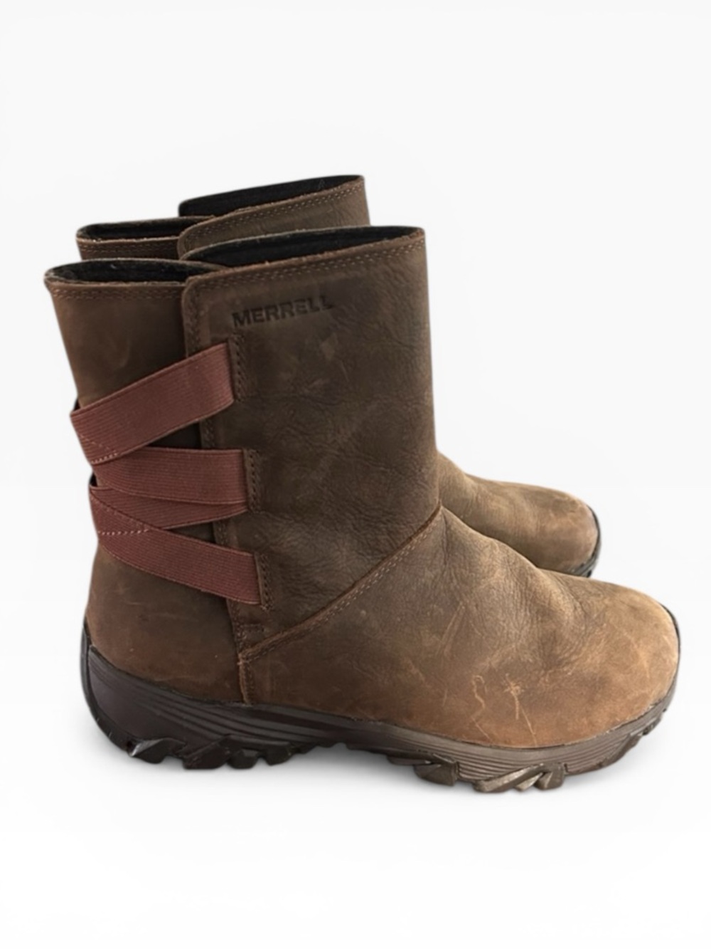 Merrell Brown Leather Coldpack Ice+ Stretch Polar Waterproof Boots Size 7